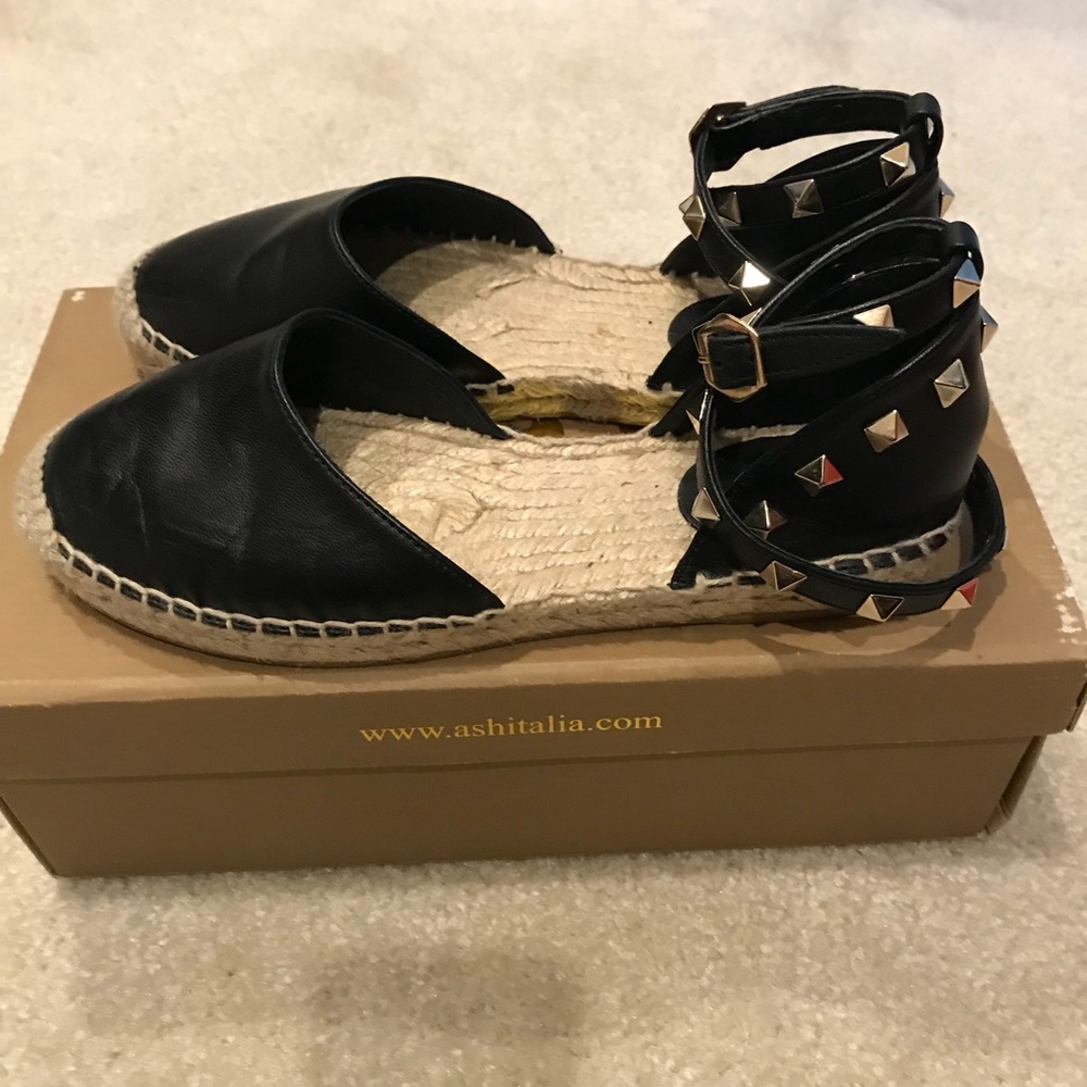 Ash Zania black with gold hardware espadrilles